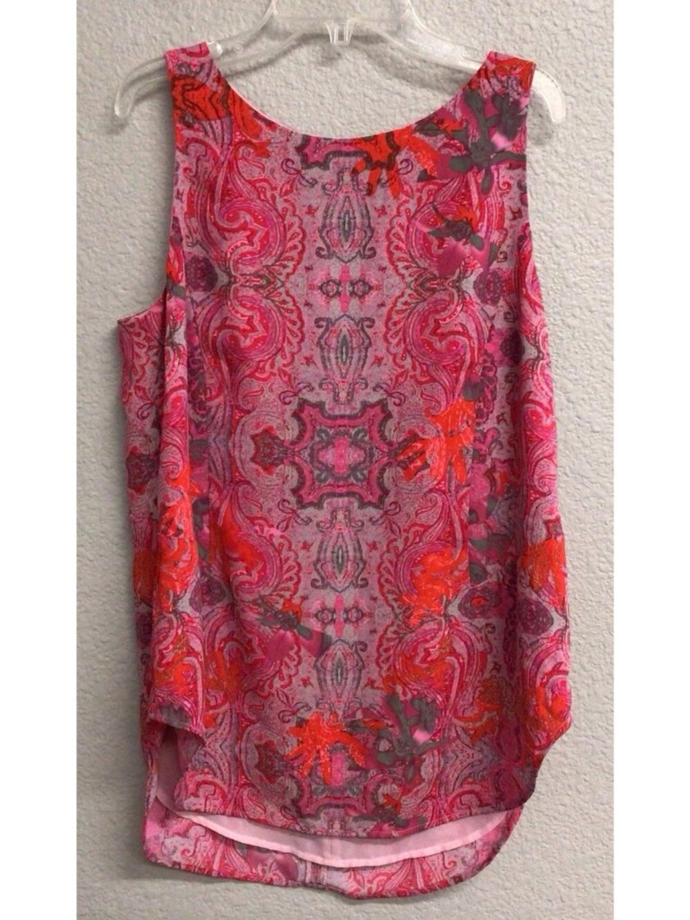 Cabi Tank Top Womens Pink Paisley Floral Sleeveless Blouse 127 Lined Zip Medium